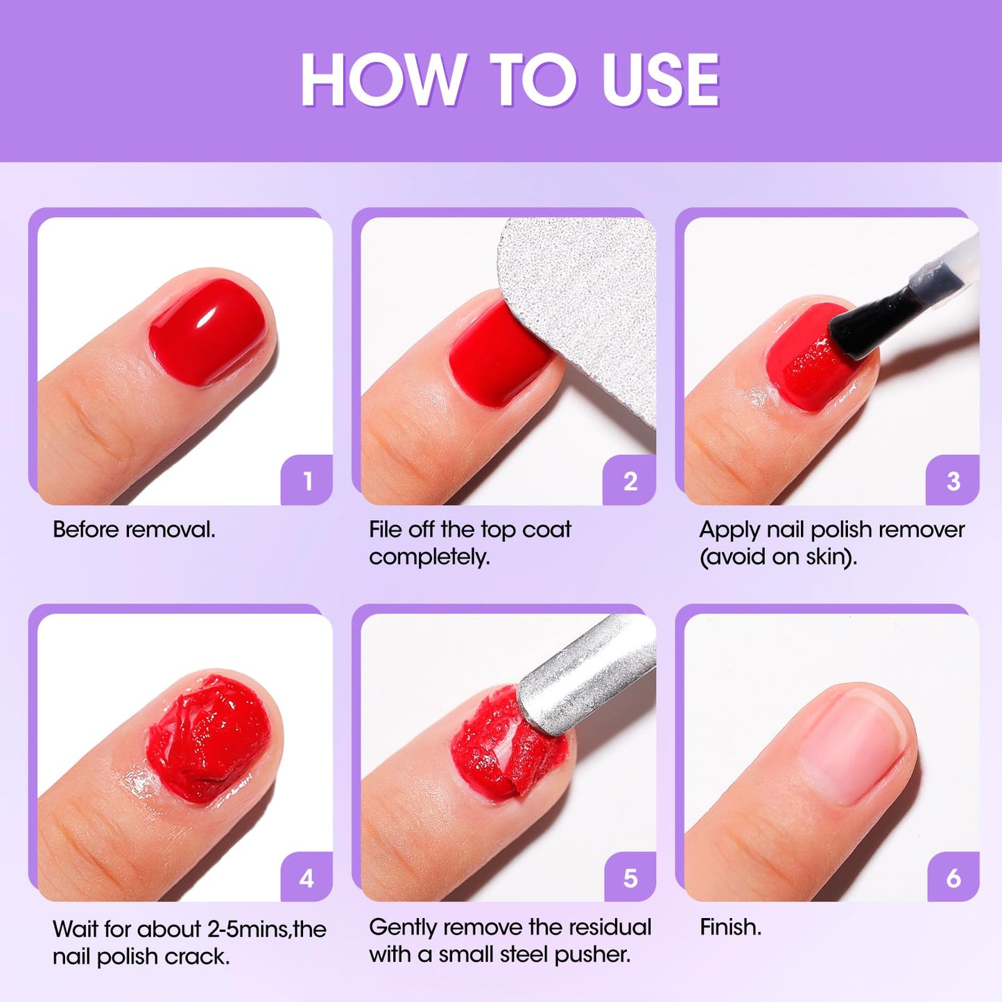 Gellen Gel Nail Polish Remover, 2 Pack Professional Gel Polish Remover for Nails, Quick & Easy Polish Remover In 3-5 Minutes, No Need for Foil Soaking Or Wrapping