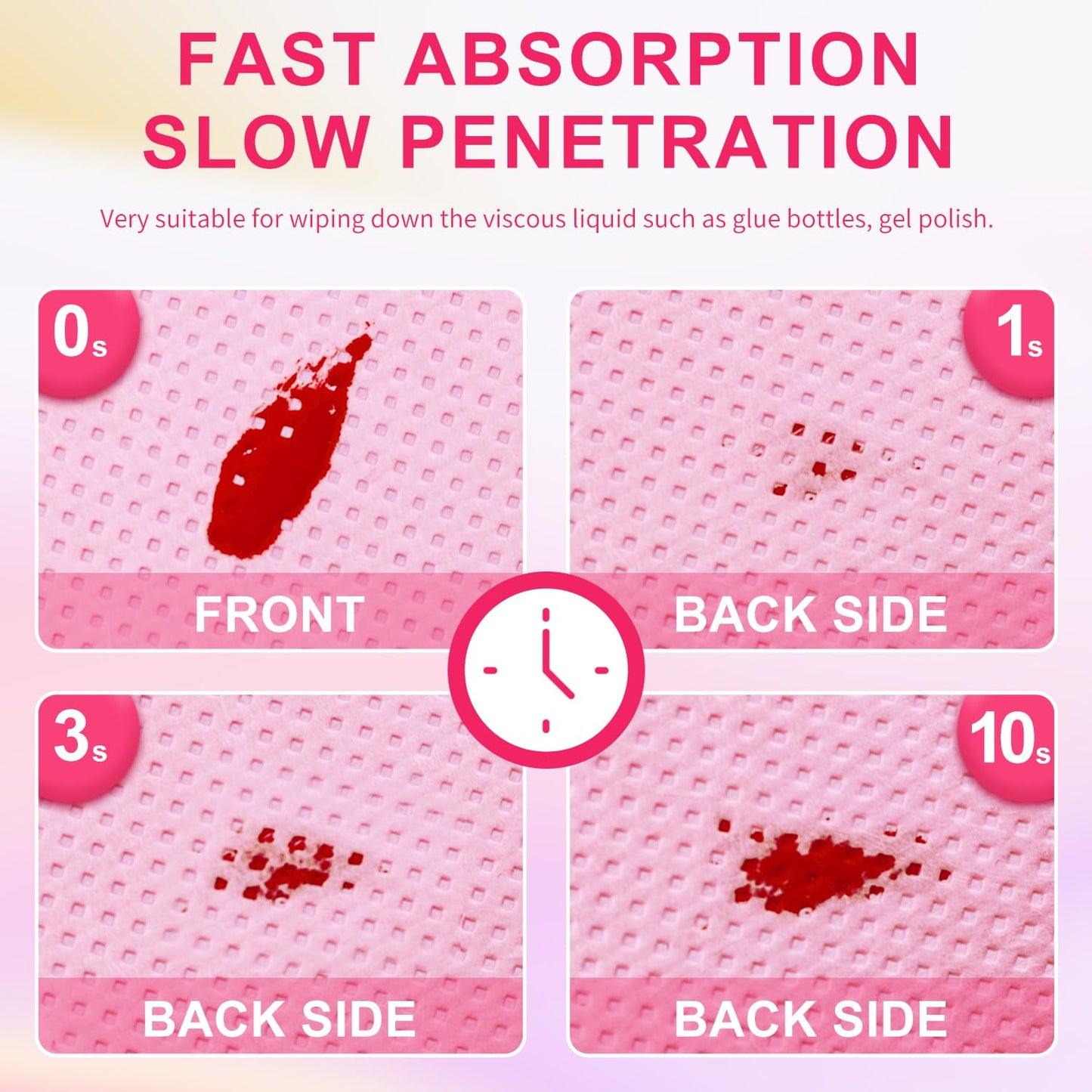 NXJ INFILILA 1080PCS Lint Free Nail Wipes Kit, Pink Gel Nail Polish Remover Set with 1PCS Acetone Pump Dispenser Bottle 200ml(6.8oz) for Professional Soak Off Gel Polish Remover