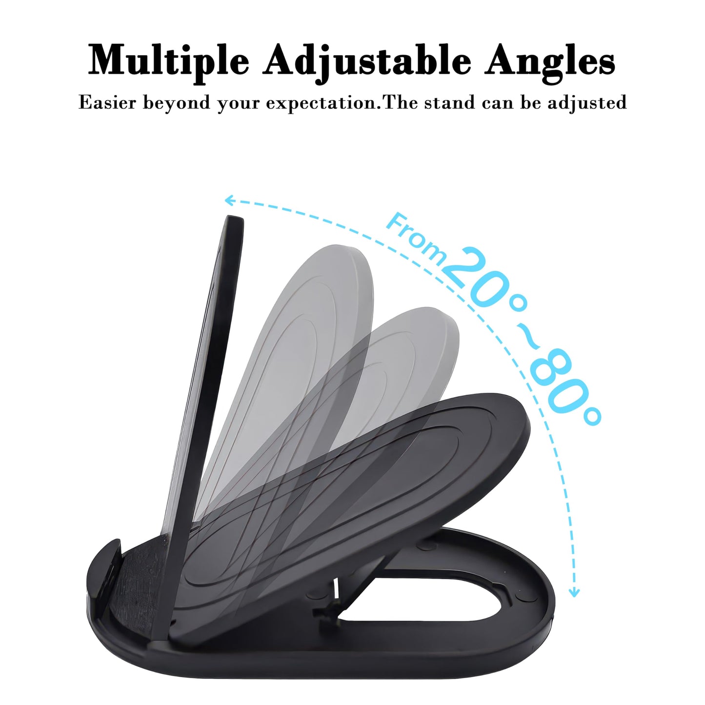 HZZADZXW Portable Cell Phone Stand Holder for Desk, Foldable Pocket-Sized Mount, Adjustable Multi Angle Stand for iPhone 16 15 14 13 Pro Max, 4-10” iPad Smartphone, Black