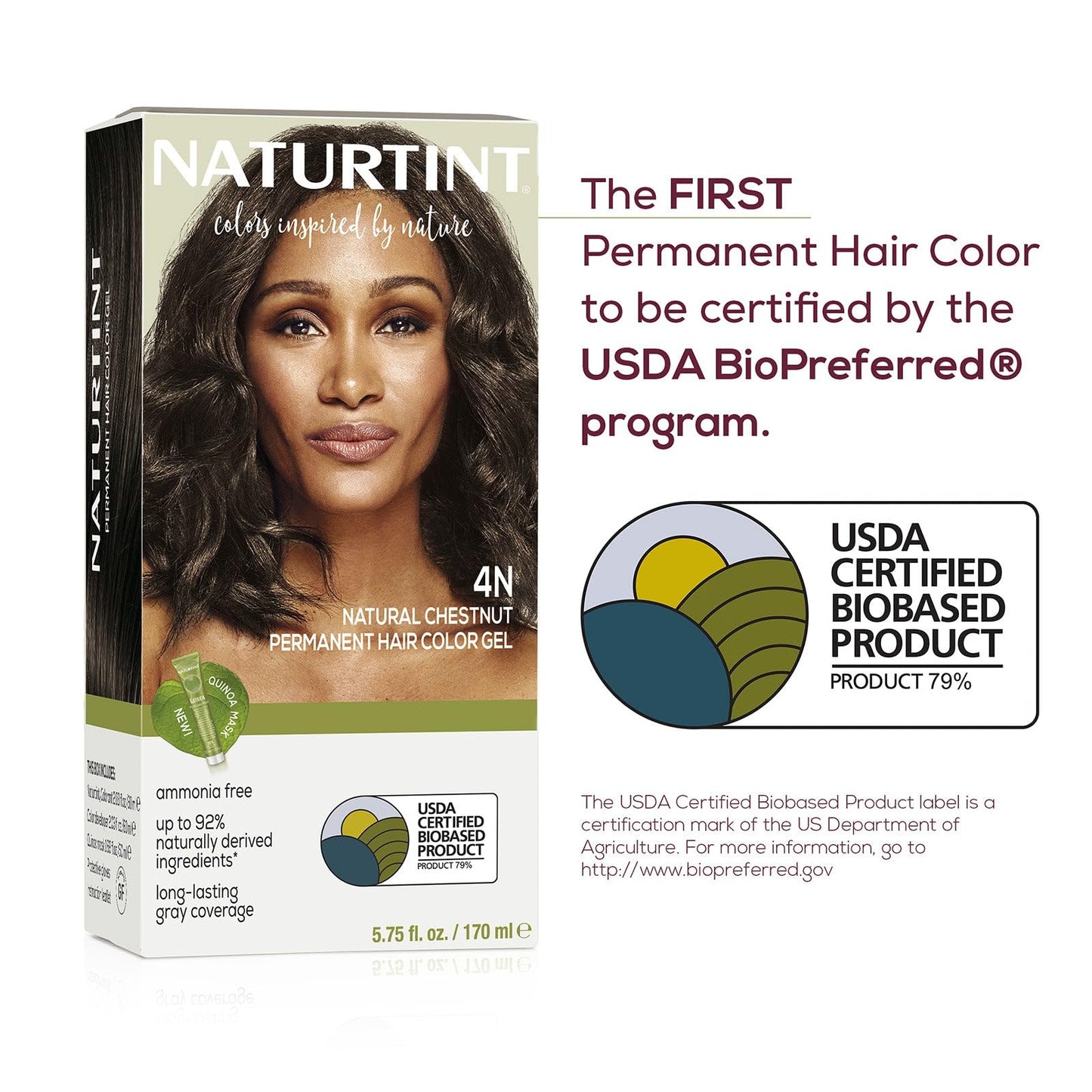 Naturtint 4N Natural Chestnut Permanent Hair Color (Pack of 1), Ammonia Free, Vegan, Cruelty Free, up to 100% Gray Coverage, Long Lasting Results (Packaging may vary)