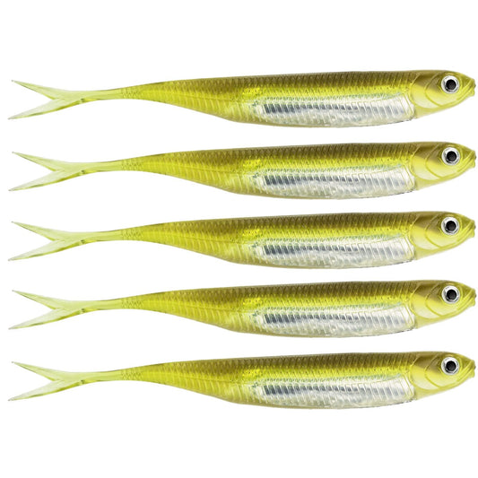 QualyQualy Soft Swimbait Fishing Lures Realistic Shad Bait Jerk Shad Minnow Drop Shot Lure Bass Bait Shad Plastic Lure for Trout Pike Walleye Crappie 5PCS