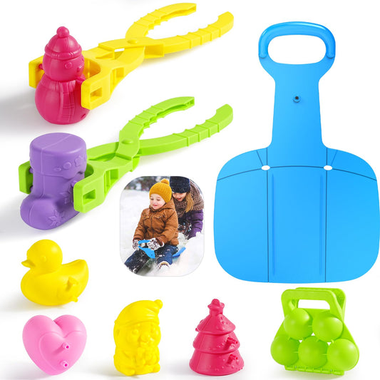 LQYoyz Snowball Maker Toy, 10 Pack Winter Snow Sled Outdoor Snow Ball Makers Toys Kit for Kids Removable Snow Clip Toys for Boys Girls Birthday Christmas Stocking Stuffers Gifts