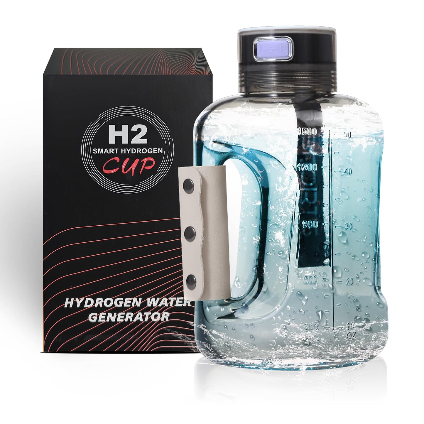 Hydrogen Water Bottle, 50oz/1.5L Large-Capacity Hydrogen Water Generator with SPE/PEM Technology, Rechargeable Hydrogen Water Ionizer, 6 Min Electrolysis for Sports Fitness Exercise Gift