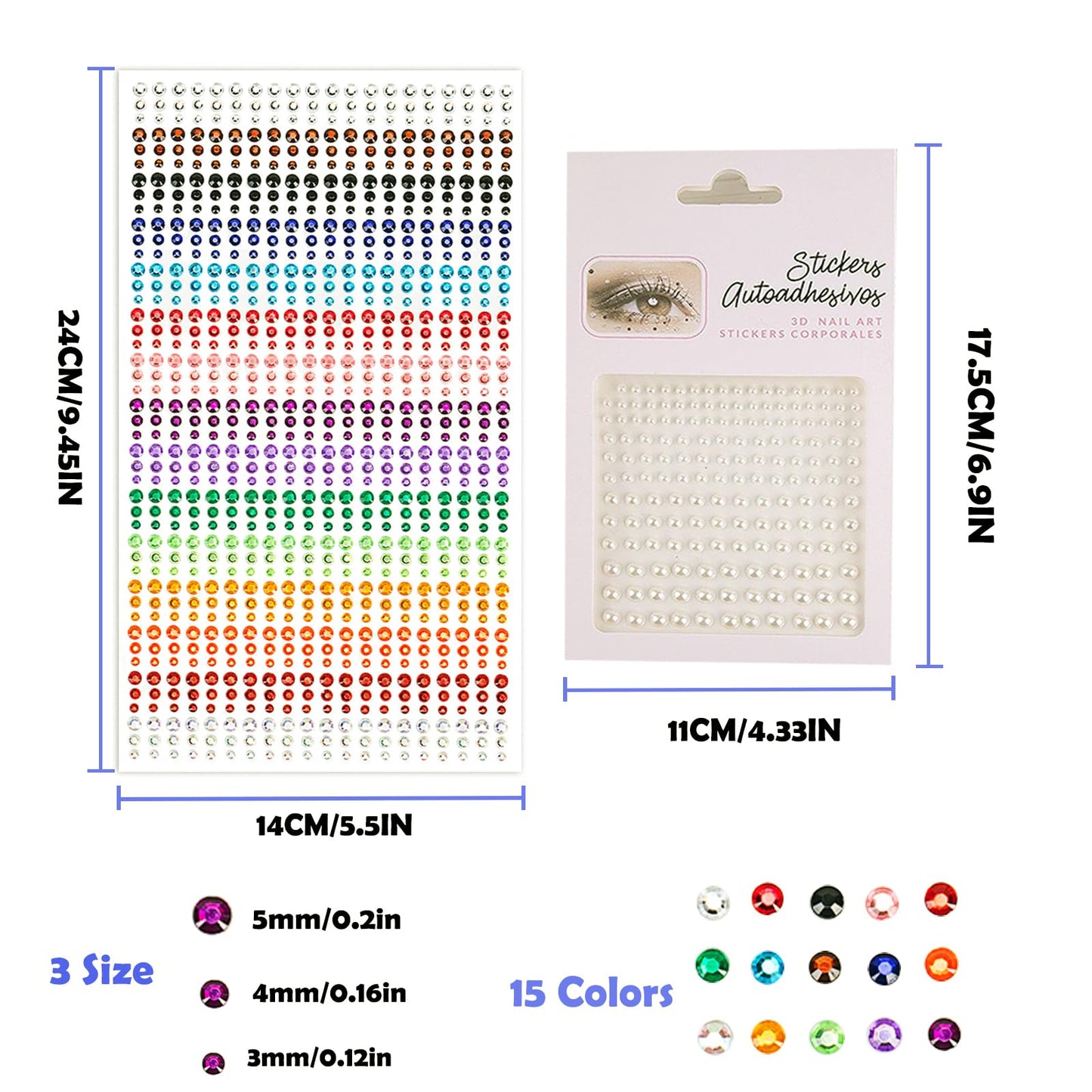 NOOEPC Face Gems Hair Gems，Self Adhesive Face Gems Rhinestones, Face Jewels Diamonds Sticky Gems for Makeup Hair Crafts Halloween Decorations