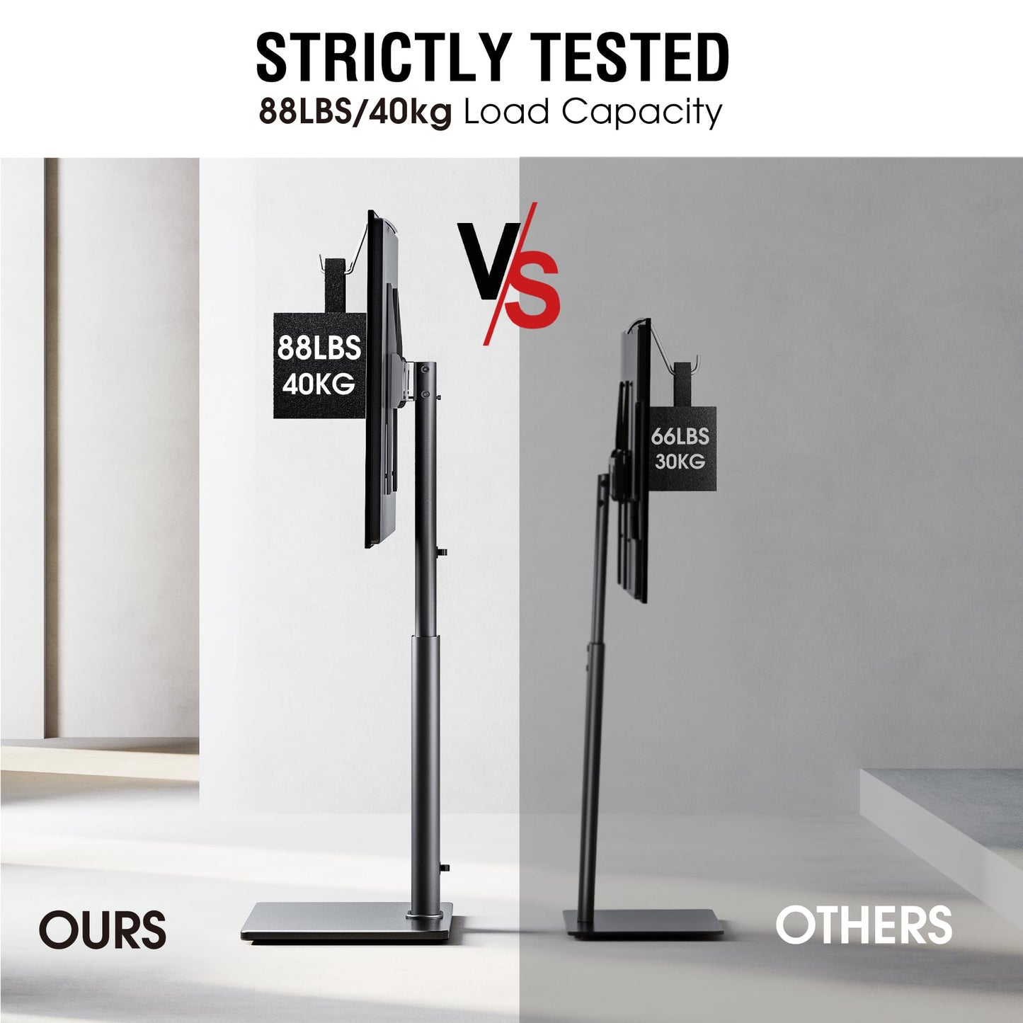 AOKCOS Swivel TV Floor Stand for 32-65 Inches TVs, 8 Level Height Adjustable Corner Small TV Stand Mount for Living Room/Bedroom, Holds up to 88 lbs,MAX VESA 400x400mm,Black