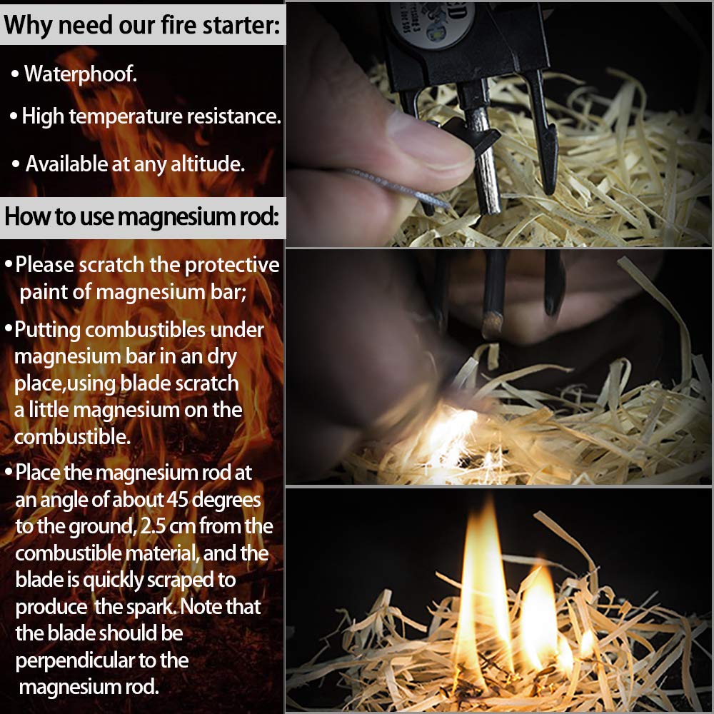 Daarcin Survival Paracord Bracelet,Fire Starter,SOS Light,Compass,Whistle,Adjustable AK87 20 in 1,Stocking Stuffers,Perfect for Kids and Men to Outdoor Hiking Fishing Hunting Camping Gear Set