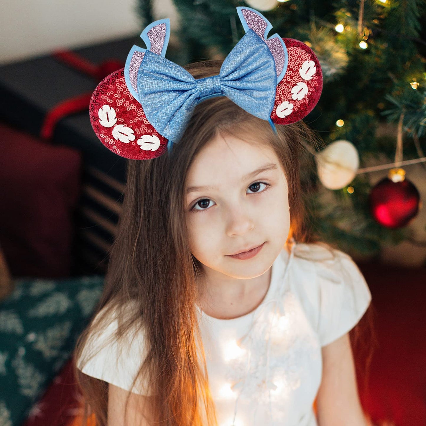 RAZKO Hairband, Stitch Red Minnie Ears Headband with Sequin Shiny Ears and Bow for Women Girls Hair Accessories, One Size Fits All, 16 Headbands Available