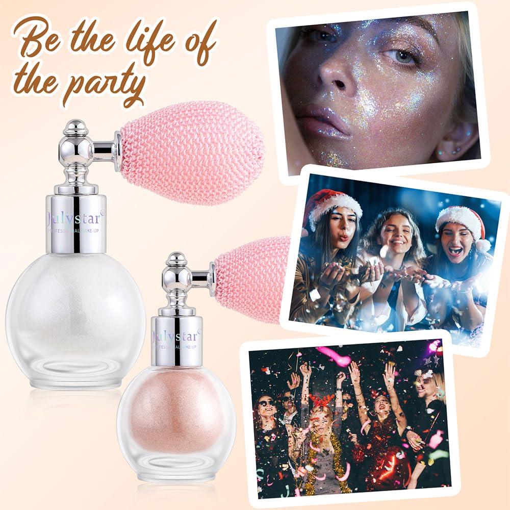 Shiny Glitter Spray for Face and Body, Highlighter Powder Mist, Longwear Waterproof High Gloss Shimmer Makeup for Music Rave Festival, Performance, Wedding Party (#4, Bronze)
