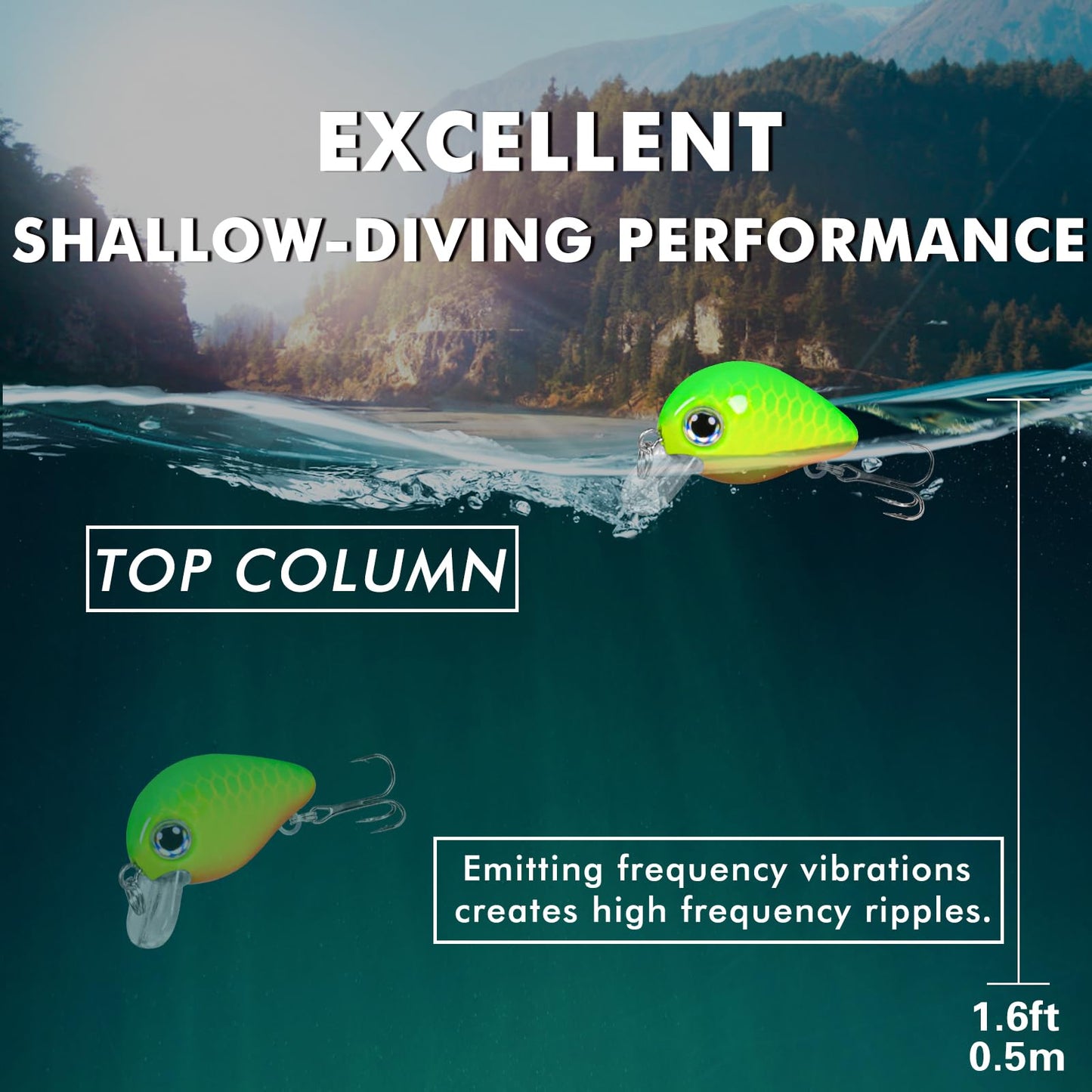 TRUSCEND Crankbaits Fishing Lures Hard Swimbait for Bass Trout Crappie Crank Baits Freshwater and Saltwater