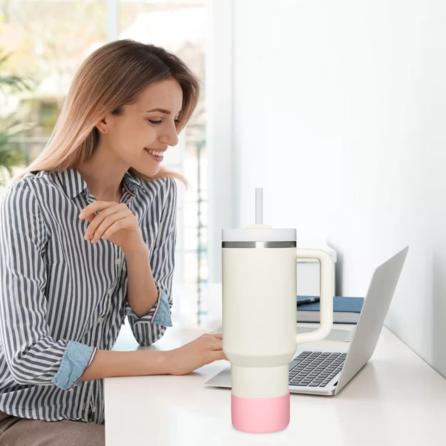 HEYSKAY 2pcs Protective Flask Silicone Boot Base for Stanley Quencher Adventure 40oz & Stanley IceFlow 20oz 30oz Tumbler, and Compatible with 12-24oz Hydro Sport Water Bottles,Yeti and More