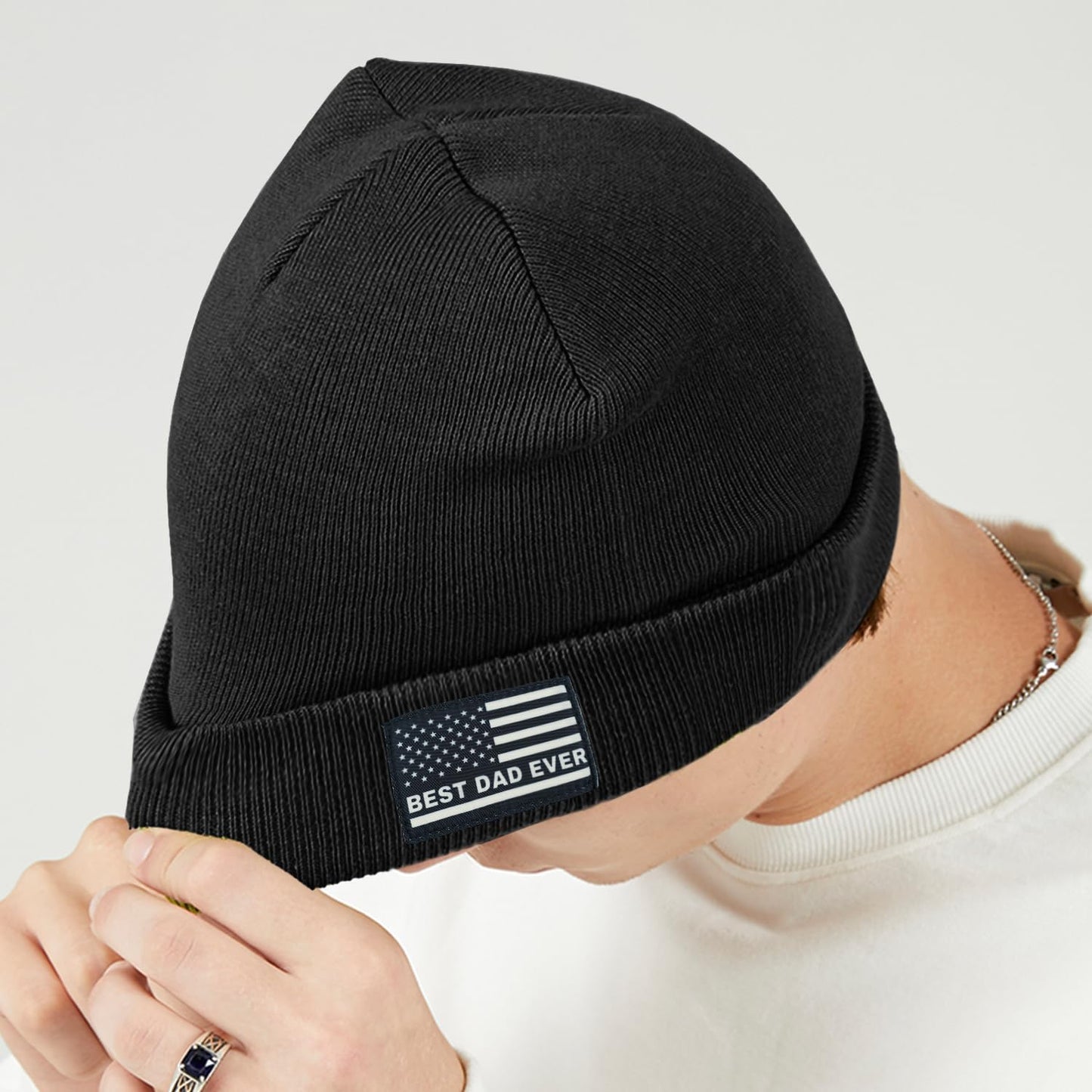 Best Dad Ever Beanie Men Winter Knit Hat Gifts for Dad Christmas Father's Day Birthday Gift for Men Stretchy Warm Black Men Beanies