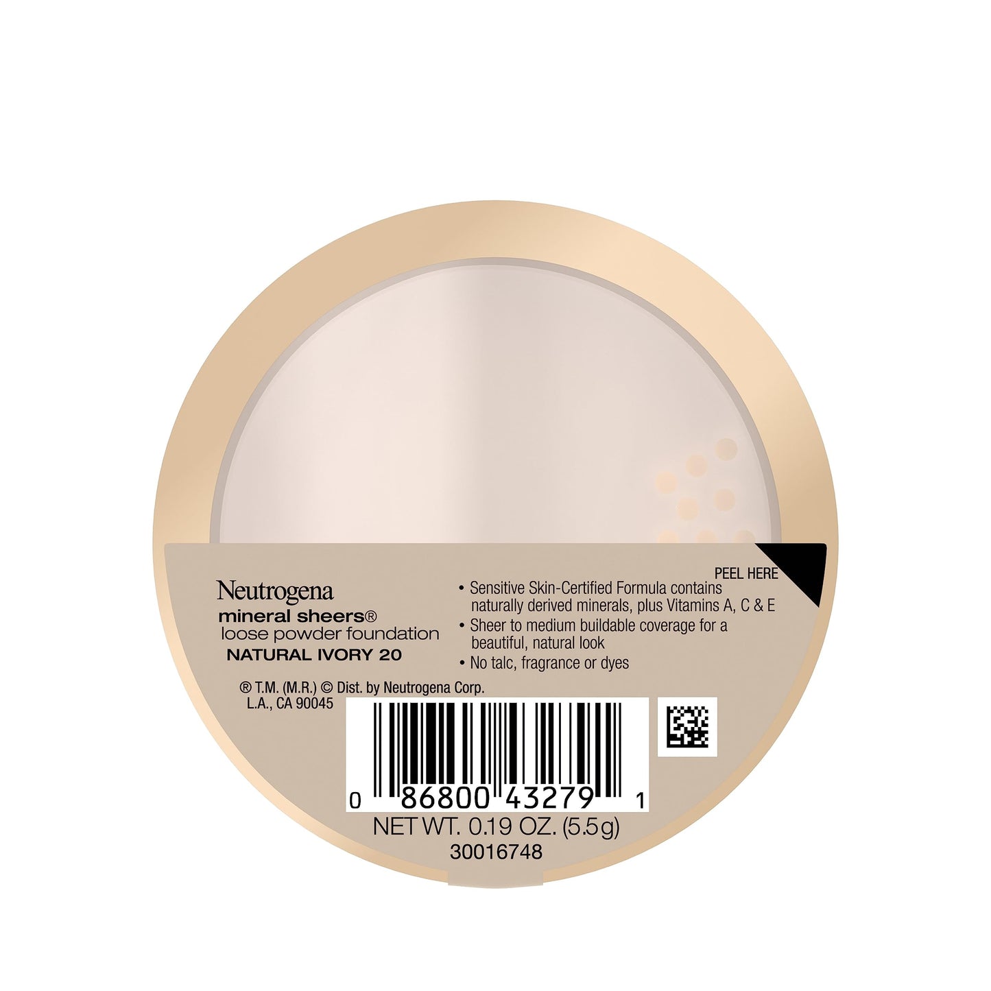Neutrogena Mineral Sheers Lightweight Loose Powder Makeup Foundation with Vitamins A, C, & E, Sheer to Medium Buildable Coverage, Skin Tone Enhancer, Face Redness Reducer, Natural Ivory 20,.19 oz