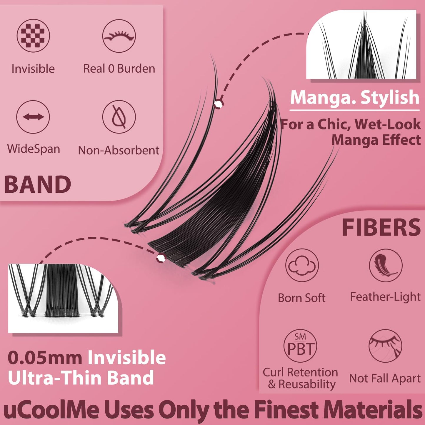 Fairy Lash Clusters 8-18mm Manga Eyelash Clusters C Curl - WideSpan DIY Eyelash Extensions Wet-Look Spiky Anime Lashes Individual Fake Eyelashes Clusters with 0.05mm Ultra-Thin Invisible Lash Band