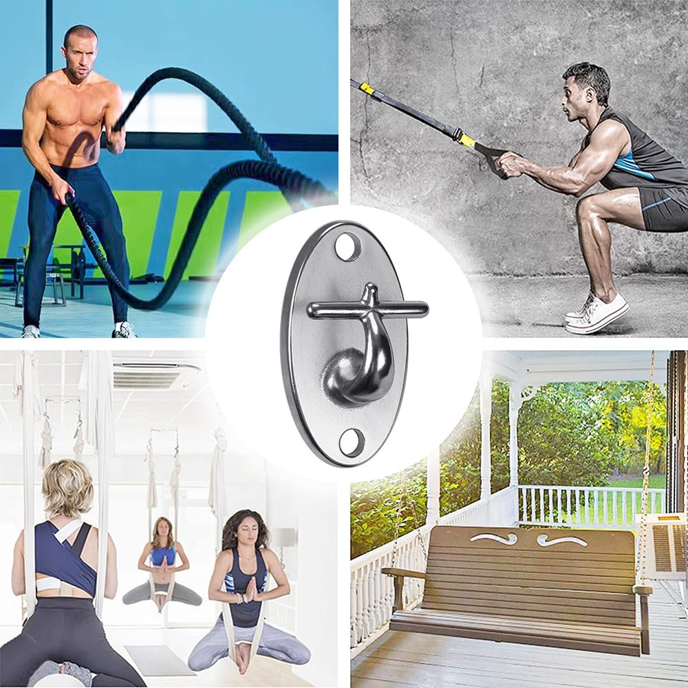 BeneLabel Wall Mount Bracket for Suspension Training - Heavy Duty Stainless Steel Hook for Resistance Bands, Olympic Rings, Battle Ropes, Yoga Swings and More - Indoor Outdoor Use - 2000 lbs Capacity