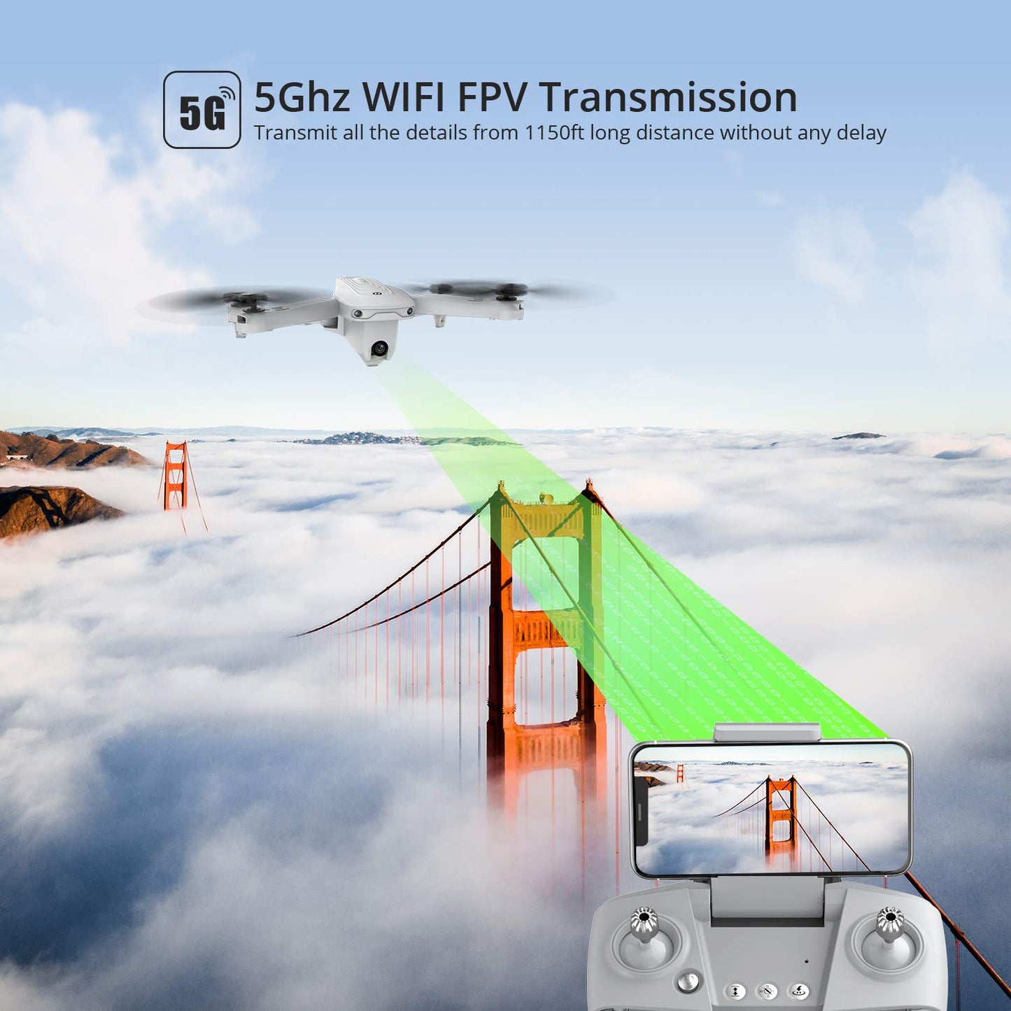 Holy Stone HS175 Drone with Camera for Adults 2K UHD, GPS Auto Return, 5GHz FPV RC Quadcopter Follow Me, Waypoints, Circle Fly, Optical Flow, Headless Mode, 2 Batteries for 40 Min and Carrying Case