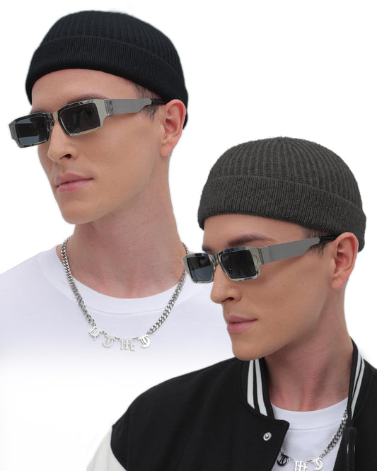 ROYBENS 2PCS Thin Swag Wool Knit Cuff Short Fisherman Beanie for Men Women, Winter Warm Hats,Trawler Watch Hat Soft Spring Fall Skull Cap Unisex