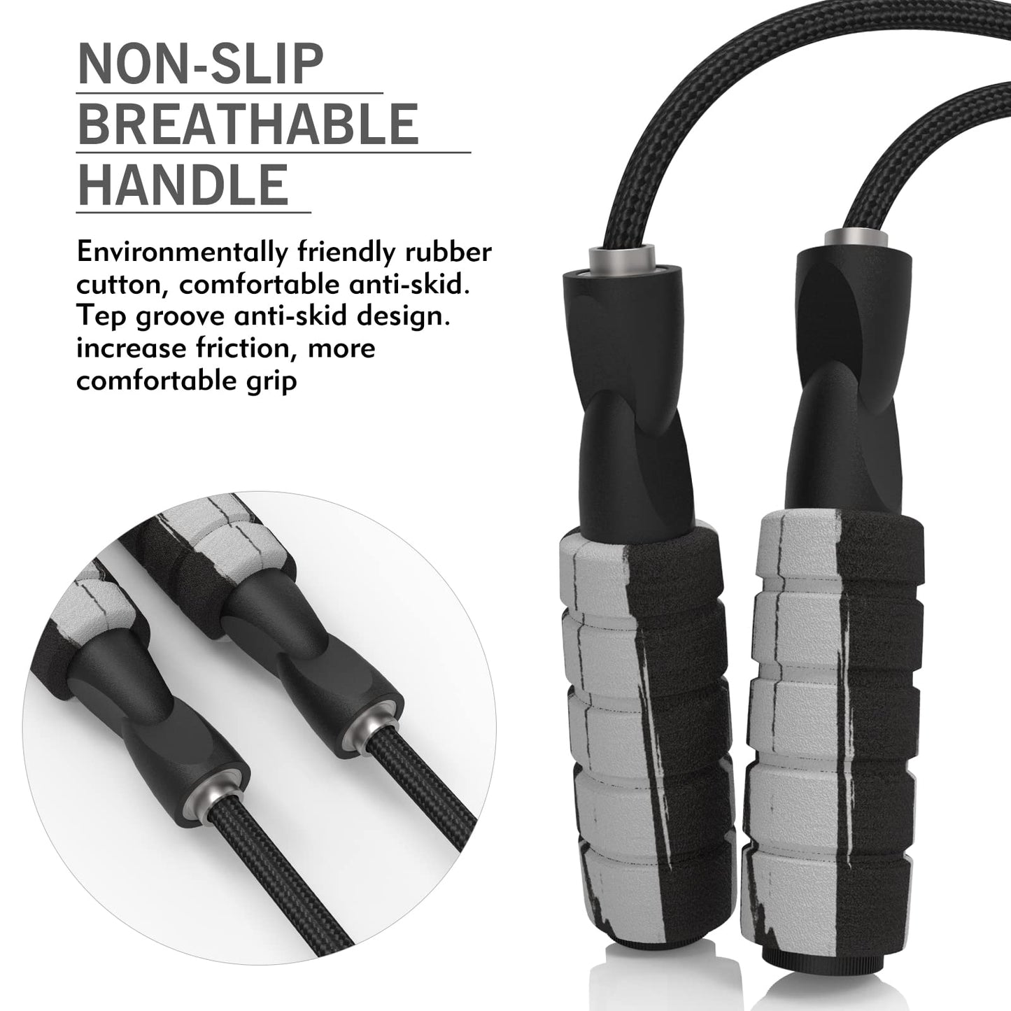 FITMYFAVO Jump Rope Cotton Adjustable Skipping Weighted jumprope for Women，Adult and Children Athletic Fitness Exercise Jumping Rope (Black)