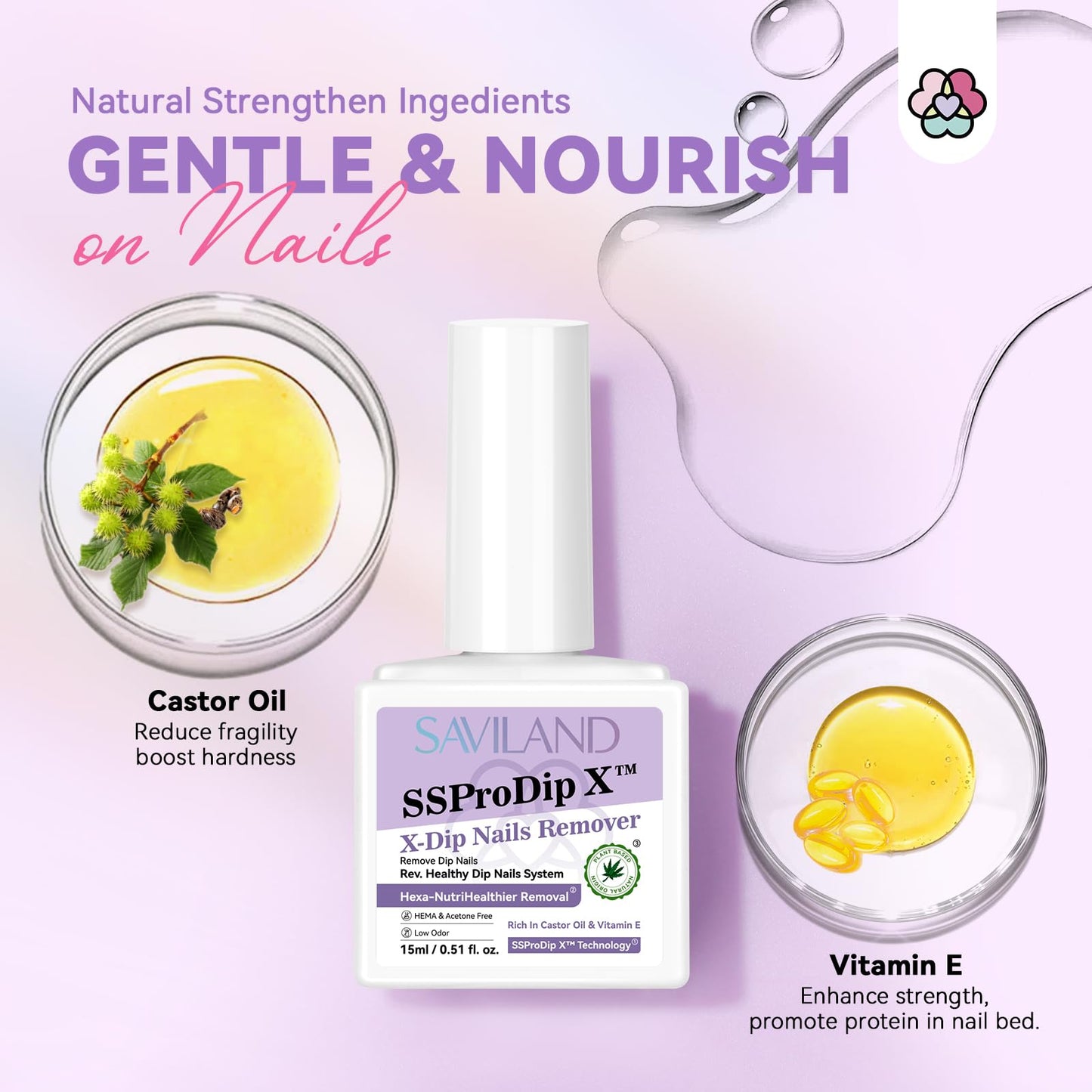 SAVILAND Dip Powder Remover 2 Pcs: Professional Dip Nail Remover Kit Gentle & Safe Remove Dip Nails With Cuticle Oil Nail File Tools Gel Polish Remover No Need Soaking Or Wrapping 0.5 Floz Home Use