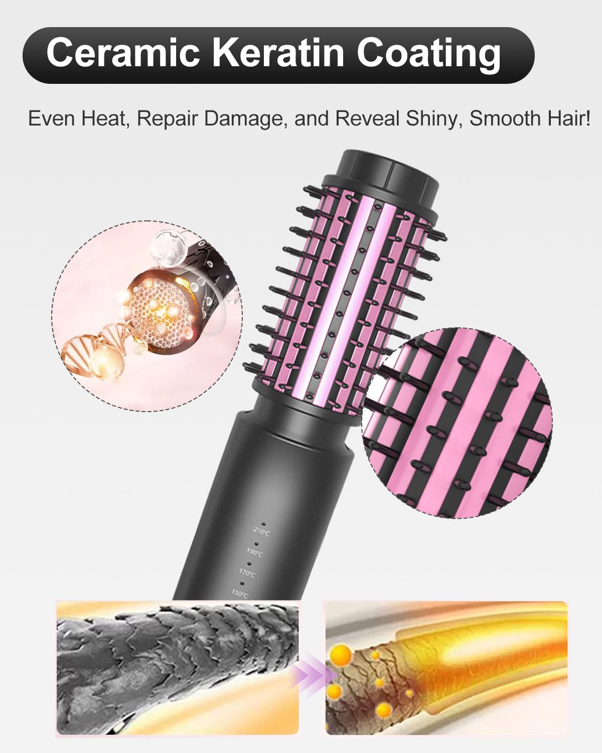 Cordless Hair Curler, Bestauty 1.5" Cordless Curling Iron Rechargeable, 2 in 1 Travel Hair Curler & Hair Straightener Brush, 4 Adjustable Temperature 300°F-410°F for Curl/Smooth/Fluffy/Flip-Out Black