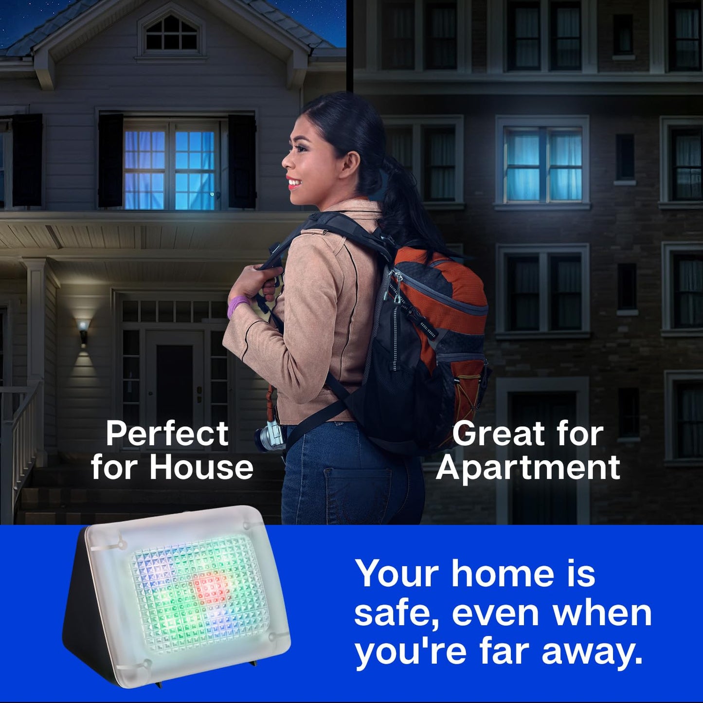 FakeTV - FTV-10 Charcoal Design Burglar Deterrent – Simulated TV Light with Frosted Lens – Energy-Efficient LED Dummy Home Security Technology – Prime Quality House & Valuables Protection Equipment