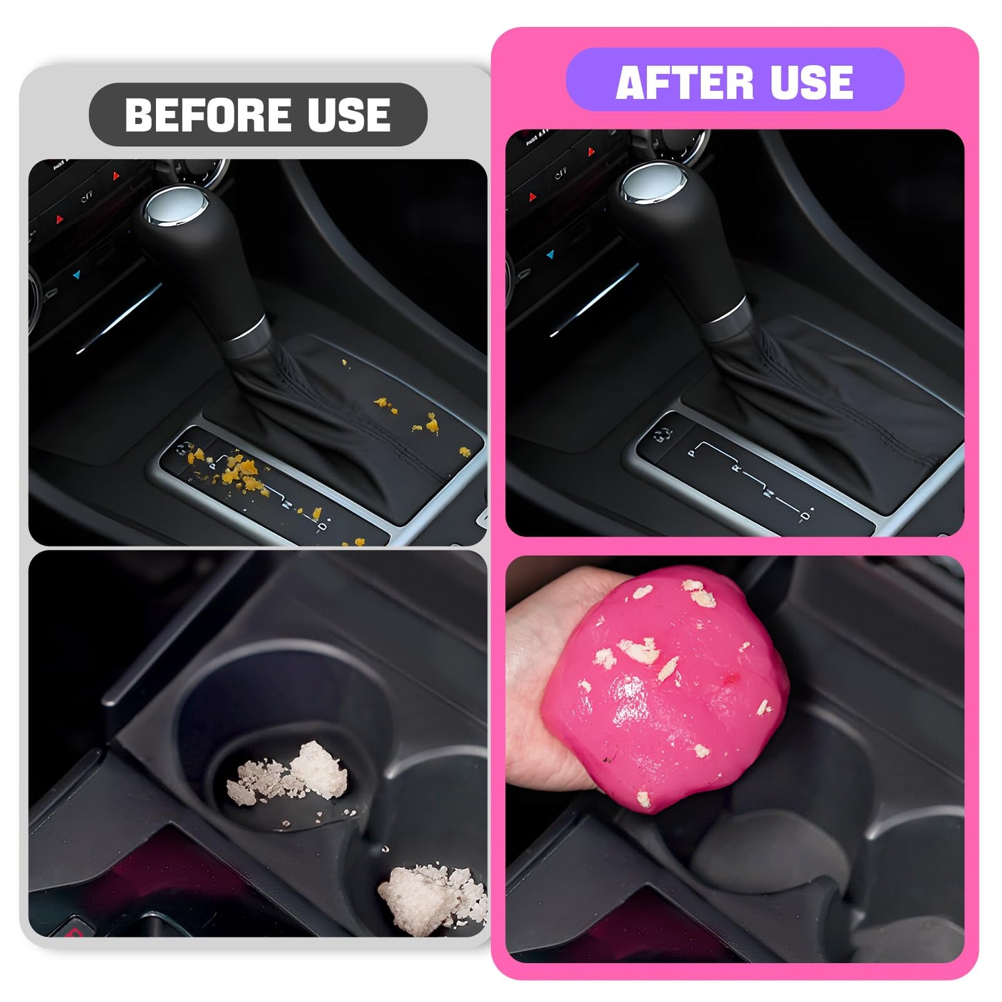 vioview 4 Pack Car Cleaning Gel, Pink Car Cleaning Putty, Universal Auto Detailing Tools Car Slime for Air Vent, Dashboard and Keyboard, Auto Accessories for Women