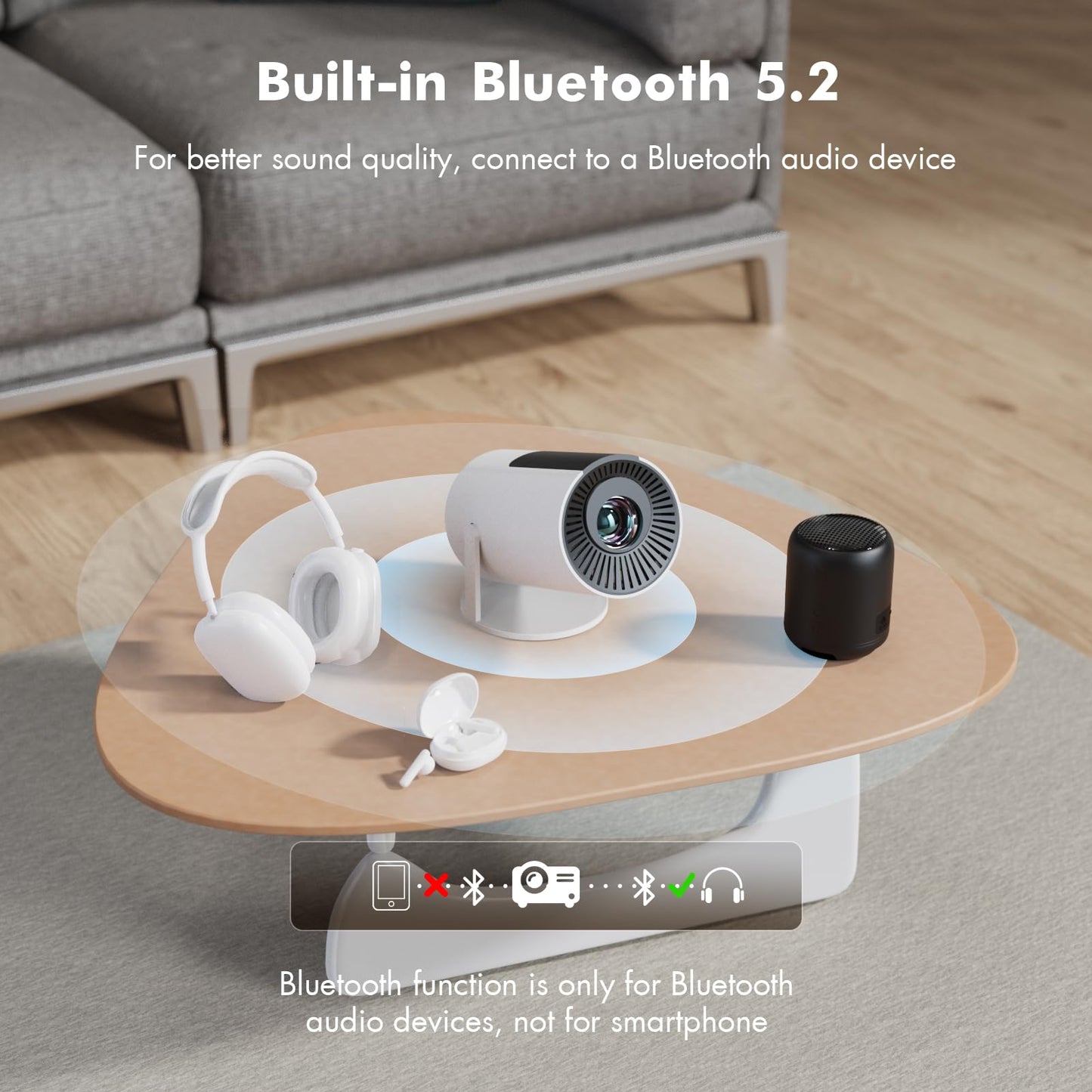 [Netflix Officially Licensed] Tecaki Smart Projector, Mini Projector with WiFi and Bluetooth, Portable Projector for Outdoor, 180° Rotatable Stand, Auto Keystone & Electric Focus, 4K Supported