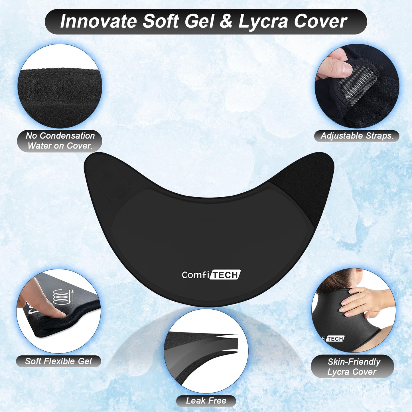 ComfiTECH Neck Ice Pack Wrap Gel, Cooling Pad for Cervical and Shoulder, Large, 1 Pack