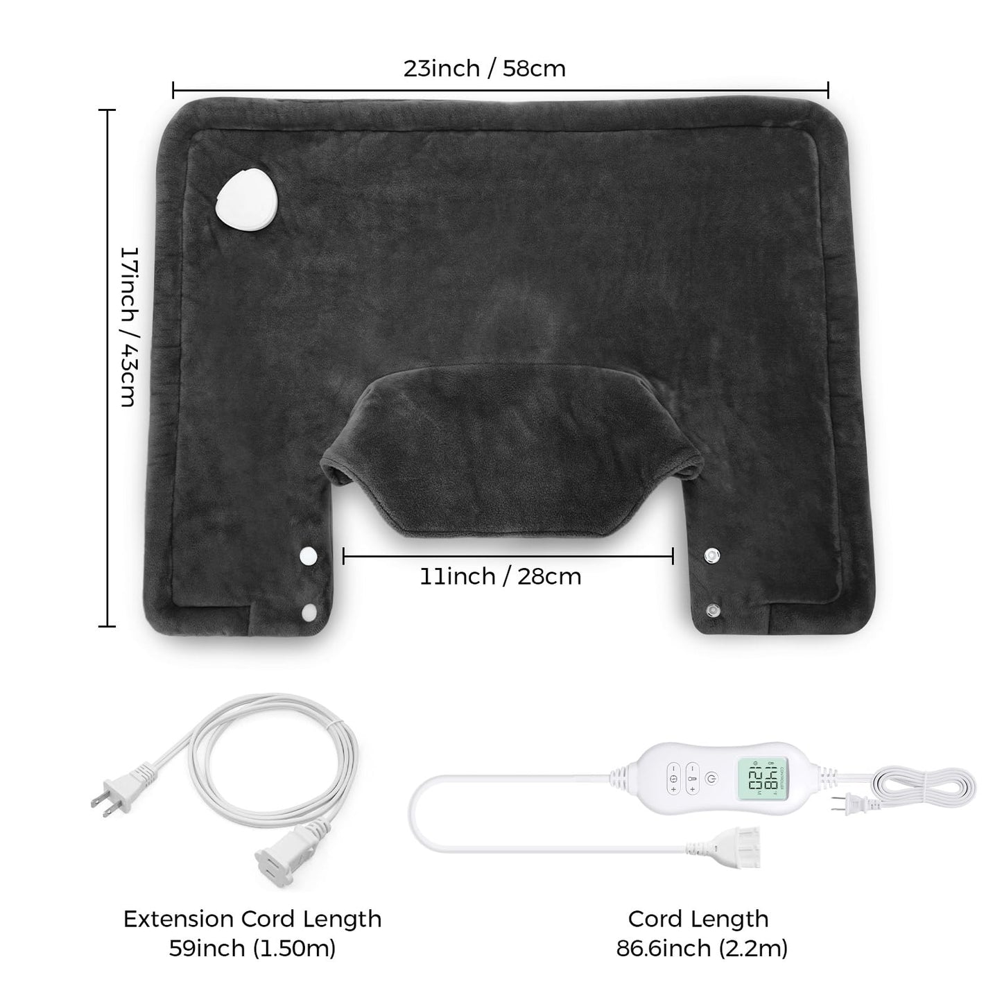 NOWWISH Heating Pad for Neck and Shoulders Pain Relief, 2lb Weighted Electric Heating Pad with 10 Heat Levels and Auto Shut Off, Large Heated Wrap, Birthday Gifts for Women Men, 17"x23", Black