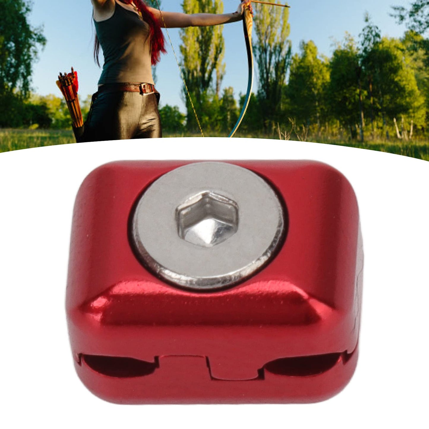 Arrow Rest Cable Clamp Buckle Metal Fastener Clip Archery Bowstring Adjustment Knob for Compound Bow Drop Away (Red)