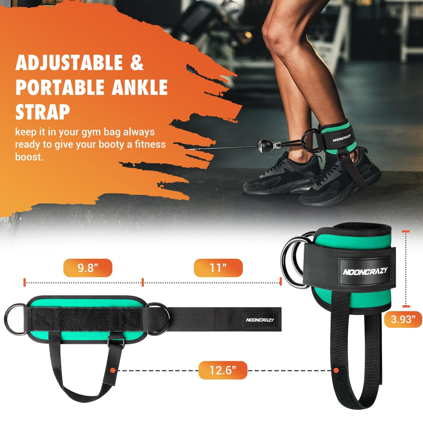 Ankle Strap for Cable Machine Women, Adjustable Gym Cable Ankle Straps for Kickbacks, Glute Workouts, Leg Extensions, Curls, Booty Hip Abductors, Ankle Cuff for Cable Machine Accessories(Cyan)