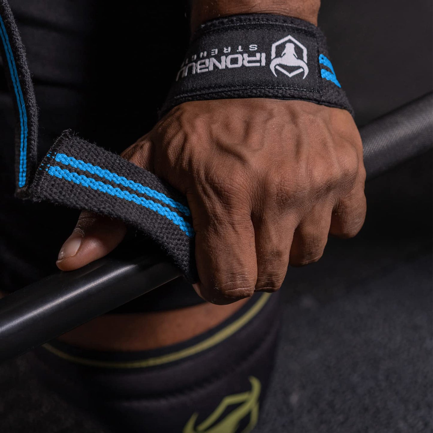 Lifting Straps (1 Pair) - Padded Wrist Support Wraps - for Powerlifting, Bodybuilding, Gym Workout, Strength Training, Deadlifts & Fitness Workout (Black/Blue)