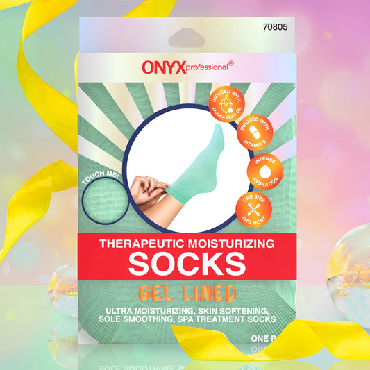 Onyx Professional Gel Moisturizing Socks, One Size Dry Feet Treatment for Women or Men, Hydrating Spa Socks for Dry Feet and Cracked Heel Repair, One Reusable Pair