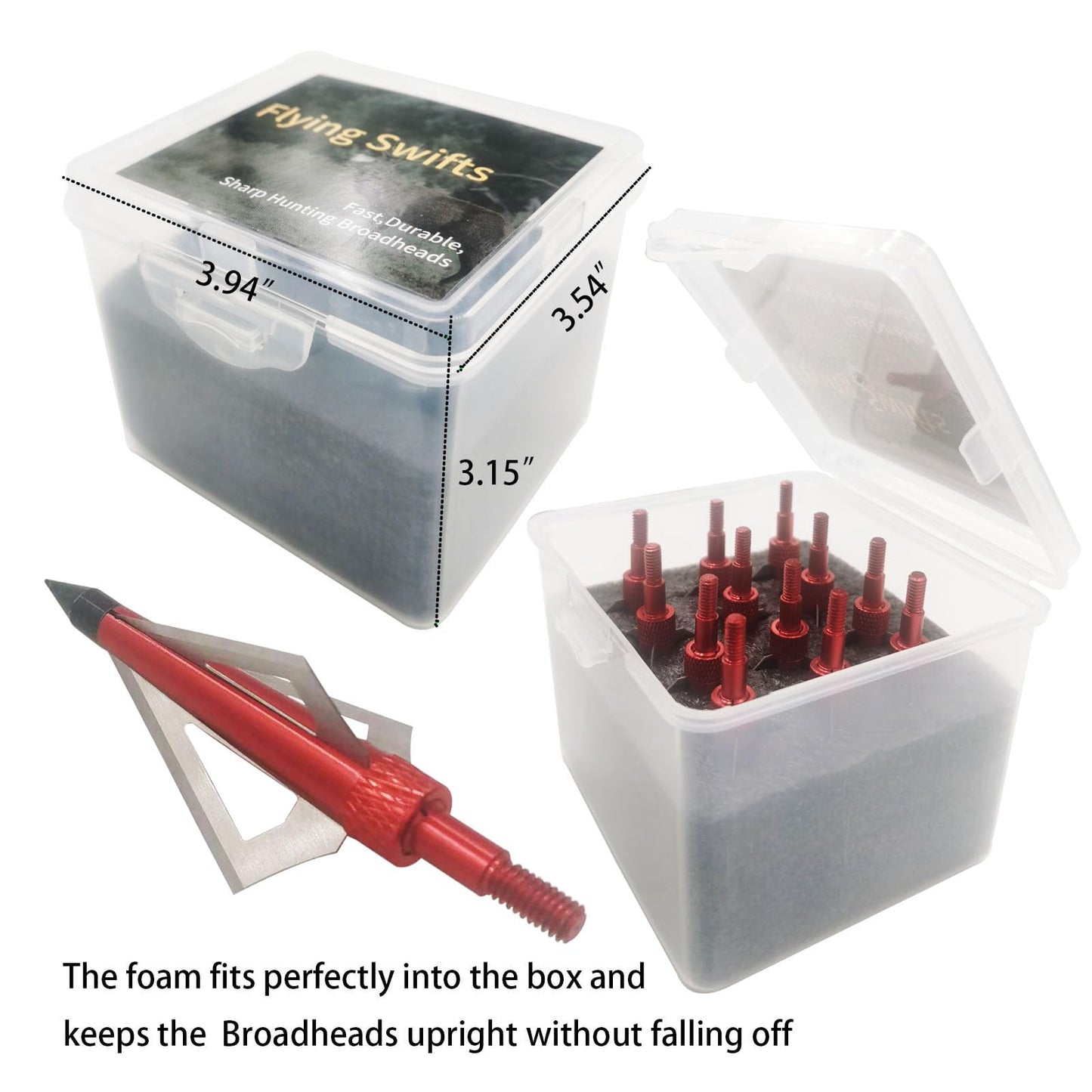 Flying Swifts Hunting Broadheads 3 Blades Archery Broadheads 100or125 Grain 12PK Screw-in Arrow Heads Arrow Tips Compatible with Traditional Bows and Compound Bow Archery Hunting (red)