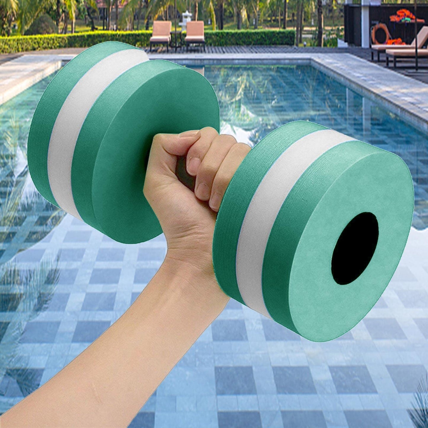 Lagukka Aquatic Dumbbell Set, 2PCS Water Dumbells Pool Resistance Water Fitness Equipment Foam Dumbbell Water Aerobics Fitness Equipment for Weight Loss Red