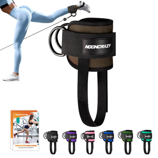 Ankle Strap for Cable Machine Women, Adjustable Gym Cable Ankle Straps for Kickbacks, Glute Workouts, Leg Extensions, Curls, Booty Hip Abductors, Ankle Cuff for Cable Machine Accessories(S-Brown)