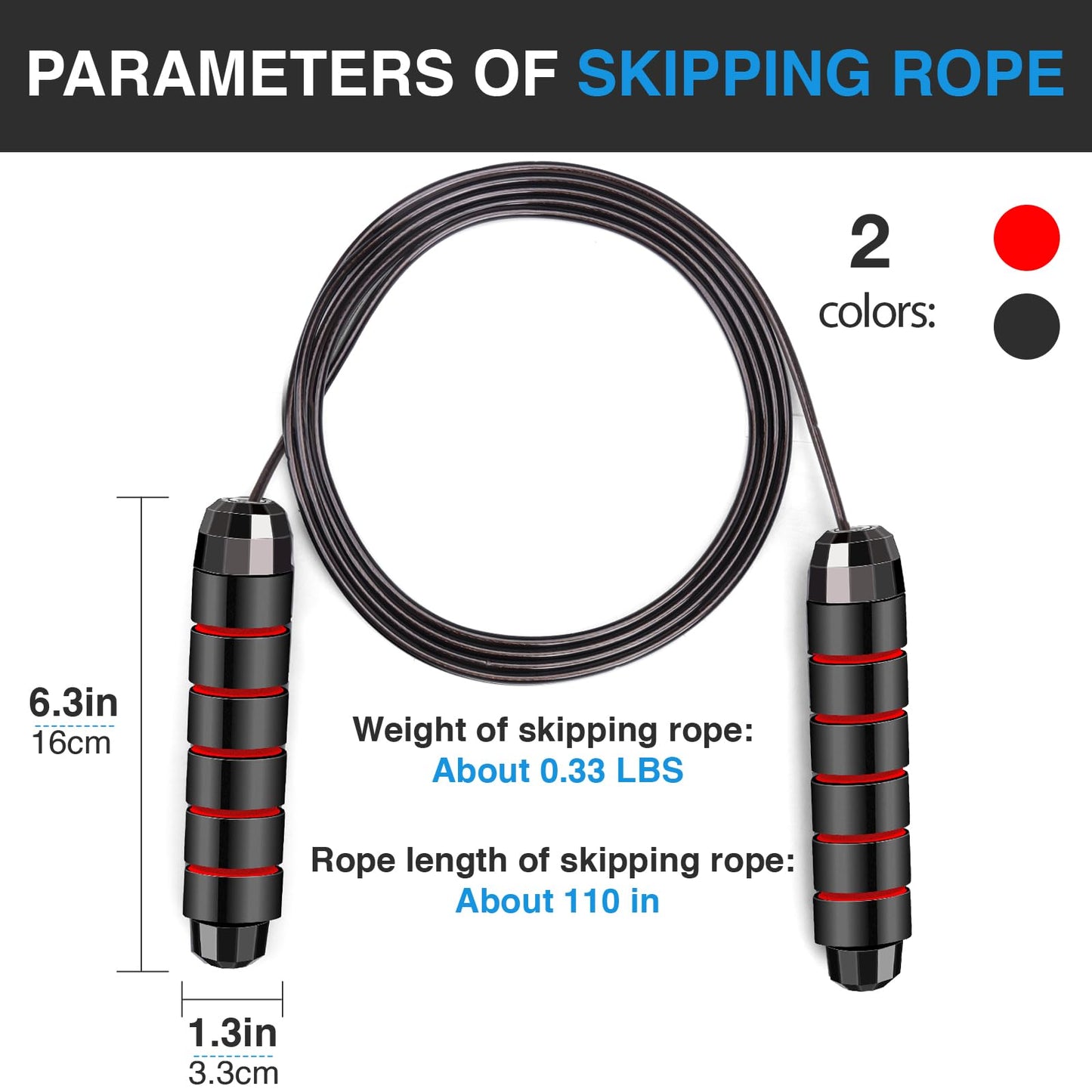 VOISEN Jump Rope,2 Pack Adjustable Skipping Rope with Soft Foam Handles, Tangle-Free Rapid Speed Jumping Rope with Ball Bearings for Women, Men, and Kids Aerobic Exercise