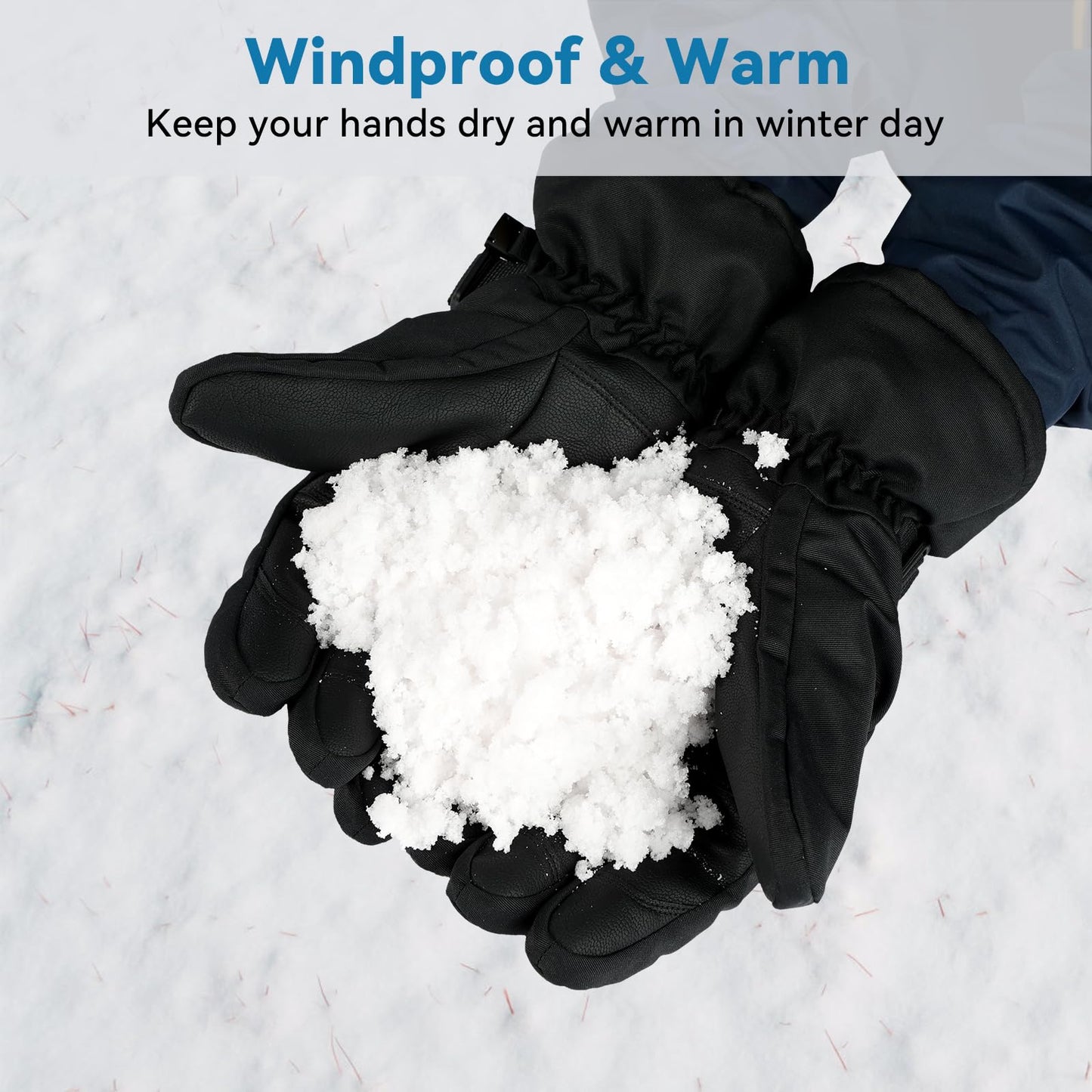 Glofit Winter Gloves PU Leather Palm Warm Windproof Water-Resistant Men Women - Thermal Gloves Cold Weather for Motorcycle Cycling Skiing Running Outdoor Working