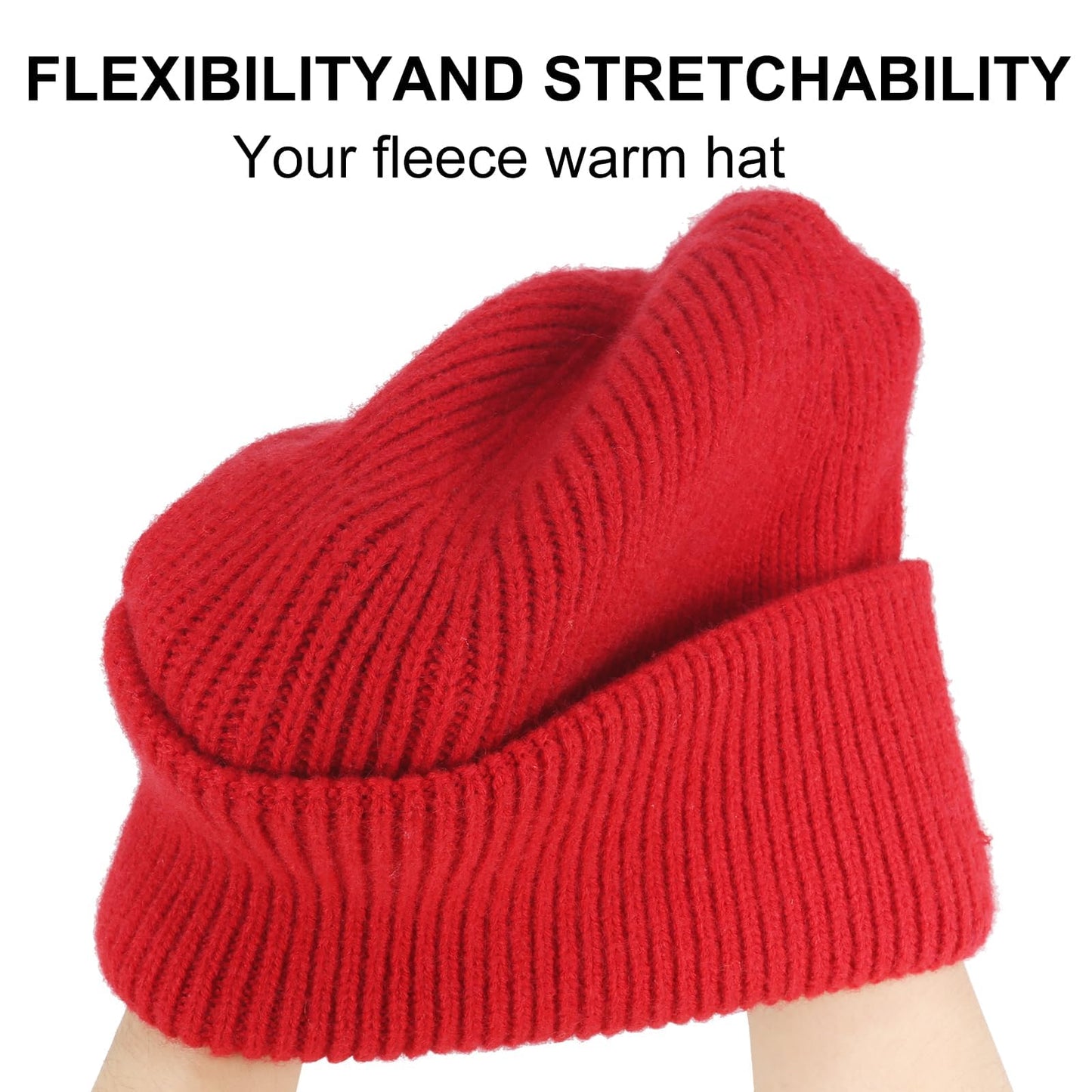 Three Layers of Cuffs Knit Blue Beanie Hats for Women Man Warm Winter Beanie Hat Women Hat Ski Hat Cap (Blue)