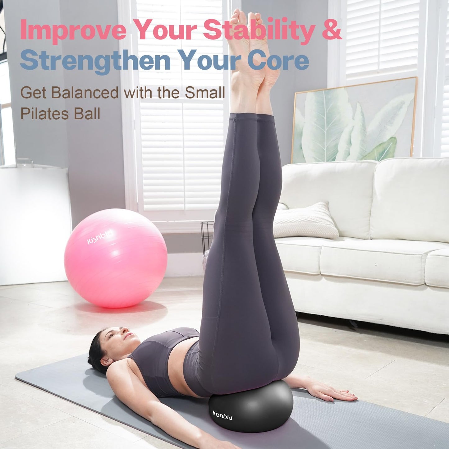 kisnbld Small Exercise Ball, 9 Inch Mini Pilates Ball, Anti Burst and Slip Resistant Mini Yoga Ball for Stability, Fitness, Physical Therapy, Stretching & Core Strength Workout at Home Gym & Office