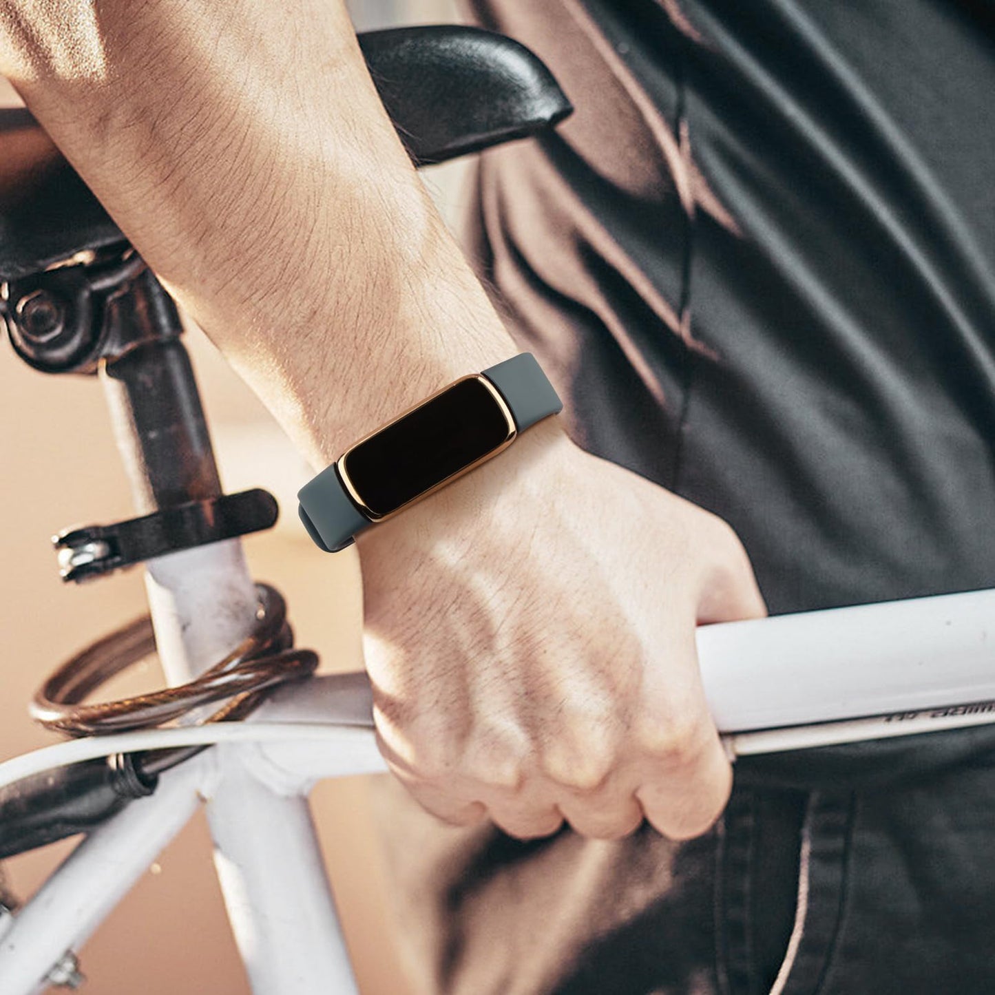 Tobfit 6 PACK Sport Bands Compatible with Fitbit Luxe Bands for Women Men, Soft Silicone Waterproof Straps Replacement Wristbands Compatible for Fitbit Luxe Watch Band, Small, Black/Winter Blue/Light