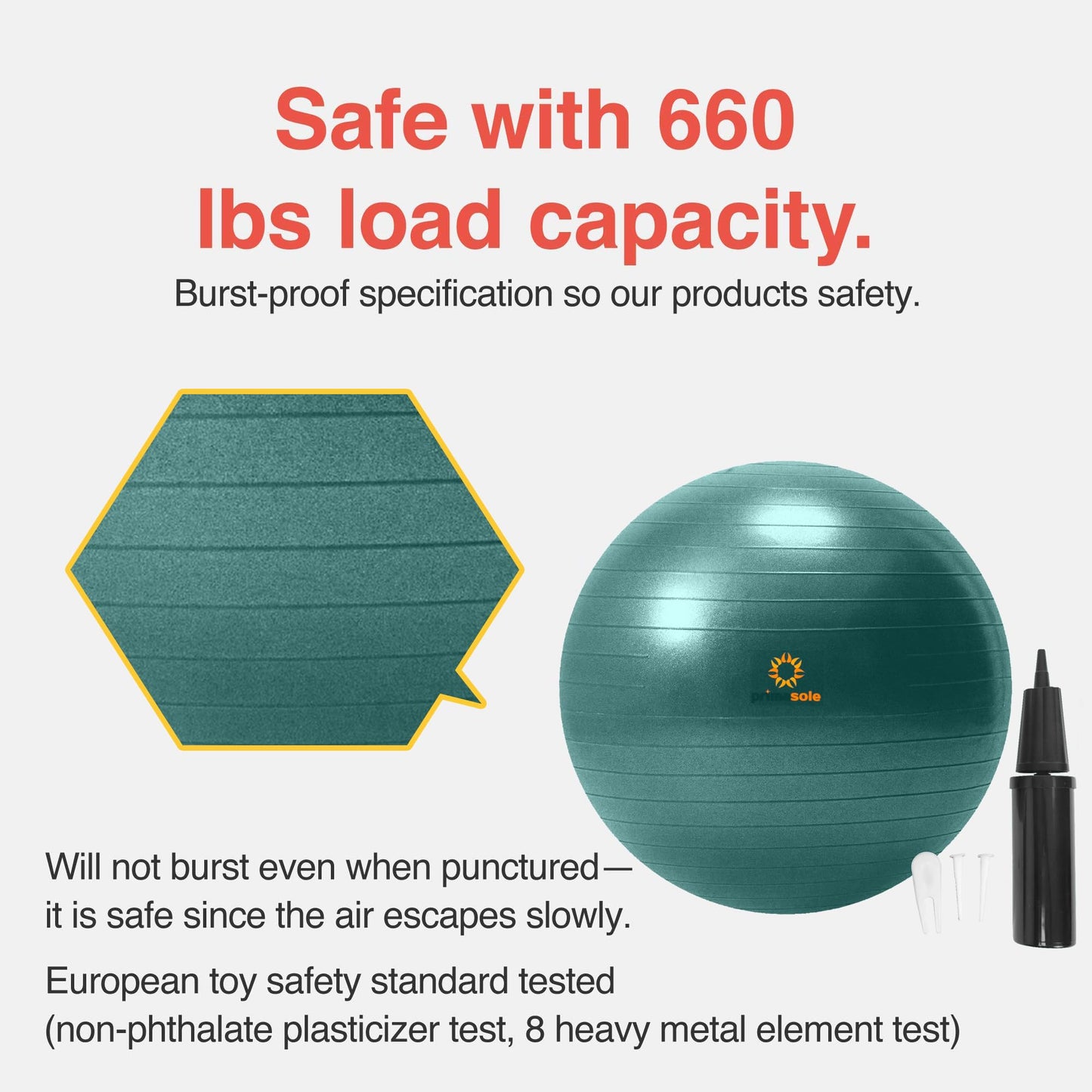 Primasole Exercise Ball for Balance Stability Fitness Workout Yoga Pilates at Home Office & Gym 25.6 inch Jango Green