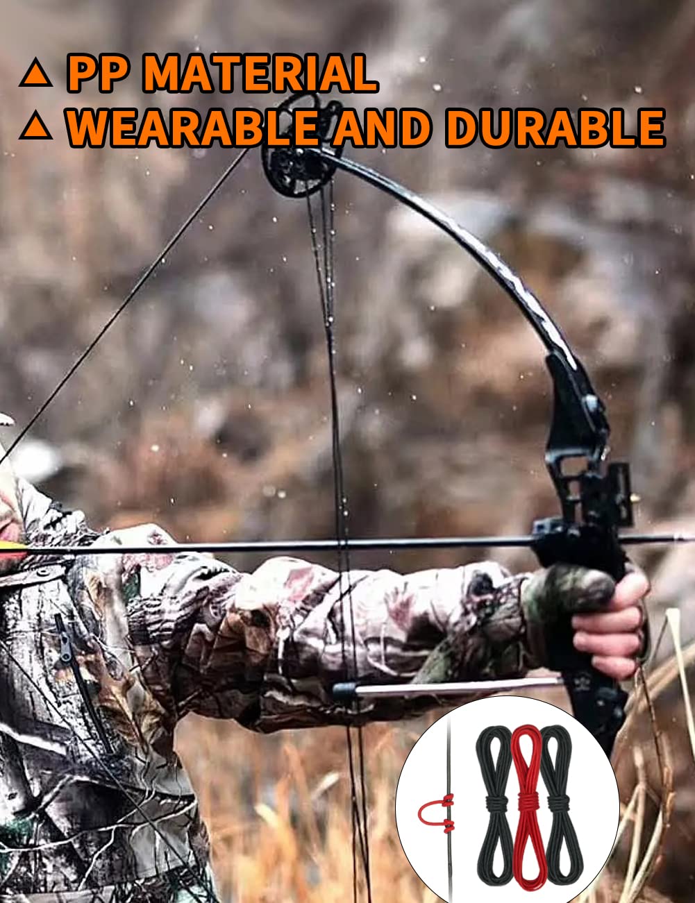 THREE ARCHERS Archery D Loop Rope for Compound Bow D Ring Buckle Release Nocking Loop Material（Pack 3） Bowstring Serving Thread D Loop Buckle (Black+red)