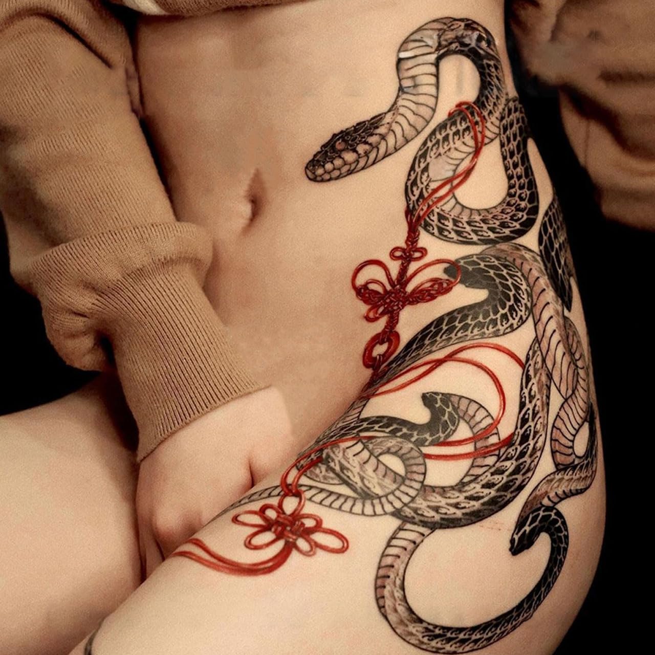 Large Temporary Tattoos Women Temporary Neck Tattoos Temporary Realistic Flower Chest Tattoo for Adults (TS08)