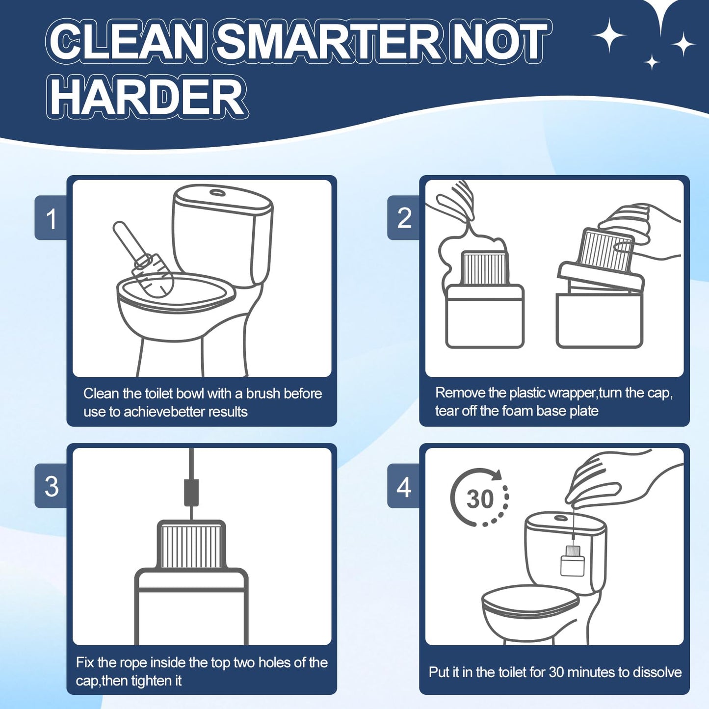 Msvvko Toilet Bowl Cleaner, Automatic Long-Lasting Blue Toilet Cleaner Bottle, Septic Safe Toilet Bowl Tablets in Bottles, Fresh Bathroom & Deodorize, 6 Pack, 2300 Flushes Each