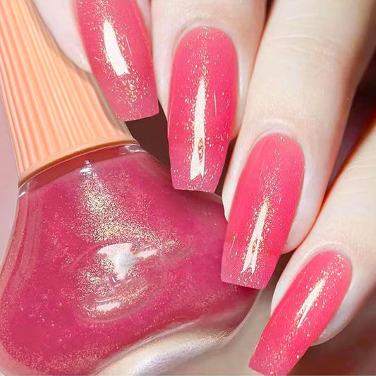 COSMOO Pink Shimmer Nail Polish, 12ml Pink Pearl Mermaid Quick Dry Nail Lacquer for Nail Art Varnish, 0.41 fl oz