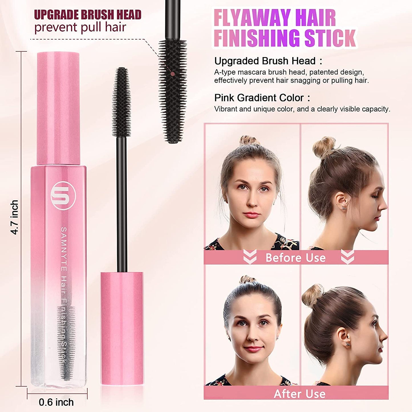 Samnyte Flyaways Hair Stick (4 Pack) - Hair Tamer, Finishing Mascara and Gloss Enhancer
