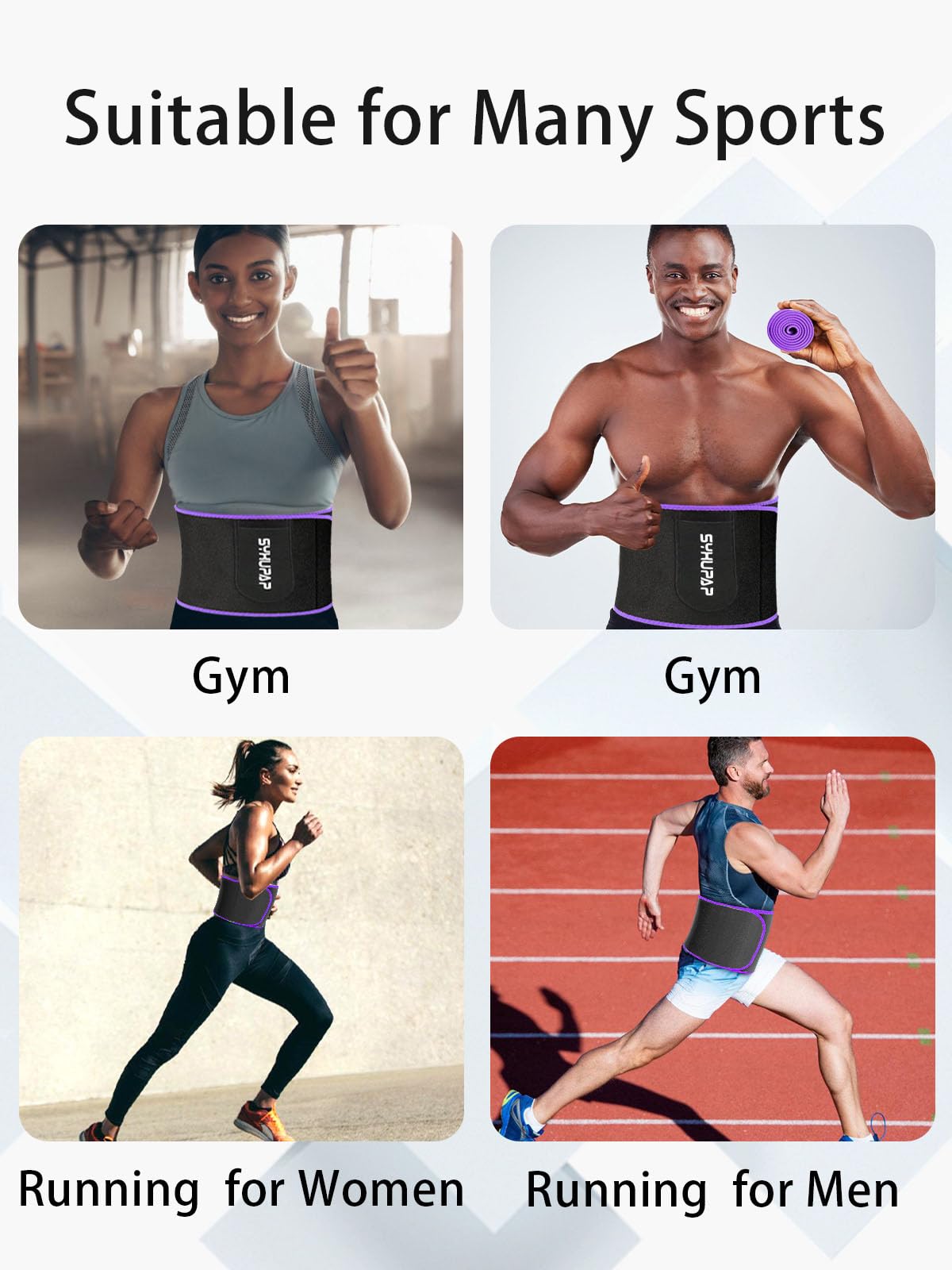 SYXUPAP Waist Trimmer for Women and Men,Waist Trainer for High-Intensity Training & Workouts, Size M Purple