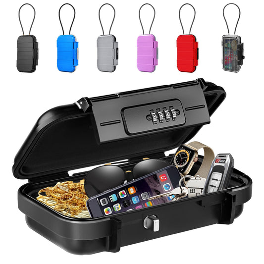 BKNOOU Portable Safe with Removable Chain, Anti-Theft Beach Safe Box, Waterproof Combination Lock Box for Travel, Dorm, Beach, Hotel, Car, Home, Office