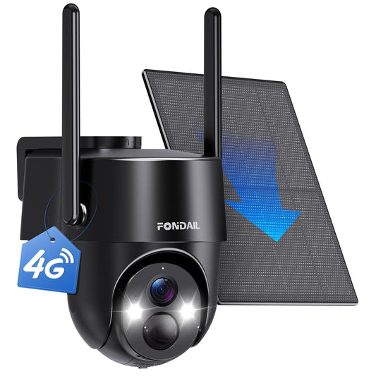 4G LTE Cellular Solar Security Camera Wireless Outdoor, No WiFi Solar Powered Camera, 360° Live View, 2K Color Night Vision, PIR Detection, 2-Way Audio, Motion Alert, Built in SIM Card, Easier to use