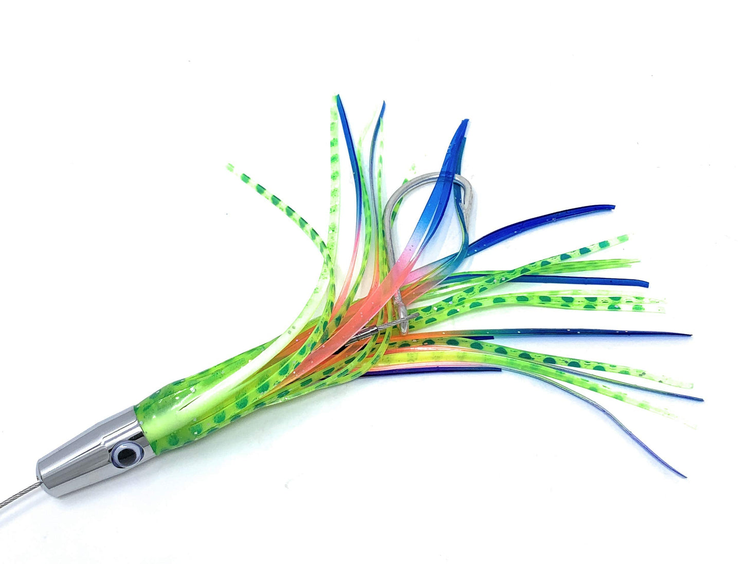 Capt Jay Fishing Torpedo High Speed Wahoo Trolling Lures Wire Cable Rigged Wahoo Lures (Rainbow Mixed Color, 7 inch)